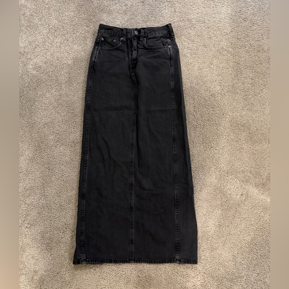 Aritzia. Women's Black Denim 90s Pencil Maxi Jean Skirt. 24